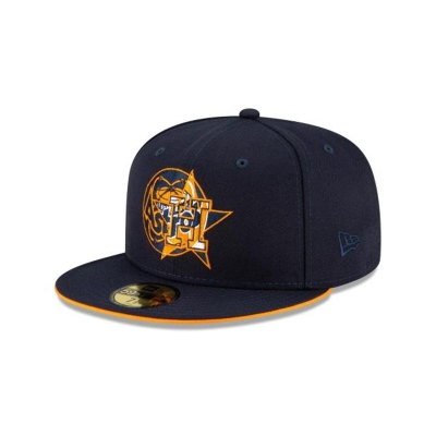 Blue Houston Astros Hat - New Era MLB Double Logo 59FIFTY Fitted Caps USA6950742